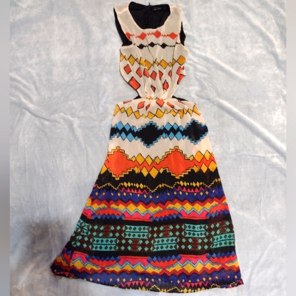 Zara Trafaluc Collection Geometric Maxi Dress Size XS